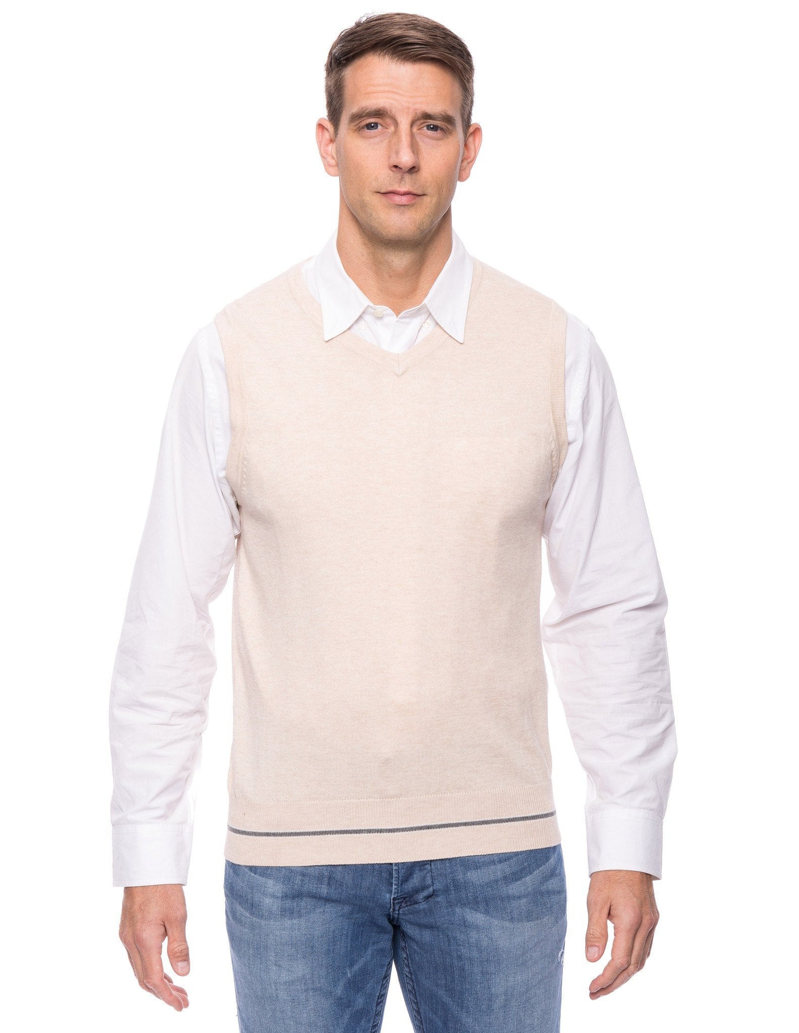 Tocco Reale Gift Packaged Men's Cashmere Blend Sweater Vest - Stone