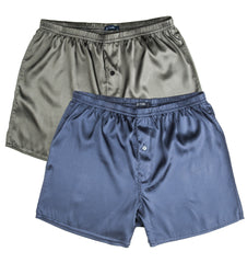 Men's Satin Boxers (2-Pack) - Dark Grey/Dark Blue