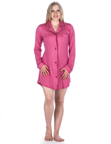 Women's Cool Knit Sleep Shirt - Pindots Fuchsia