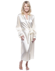 Women's Classic Satin Robe - Cream