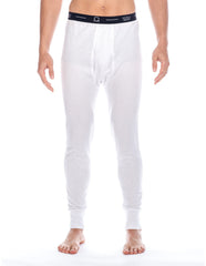 Men's Classic Waffle Knit Thermal Long John Pants - White