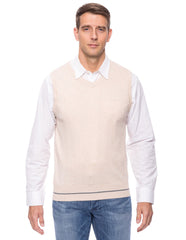 Tocco Reale  Gift Packaged Men's Cashmere Blend Sweater Vest - Stone